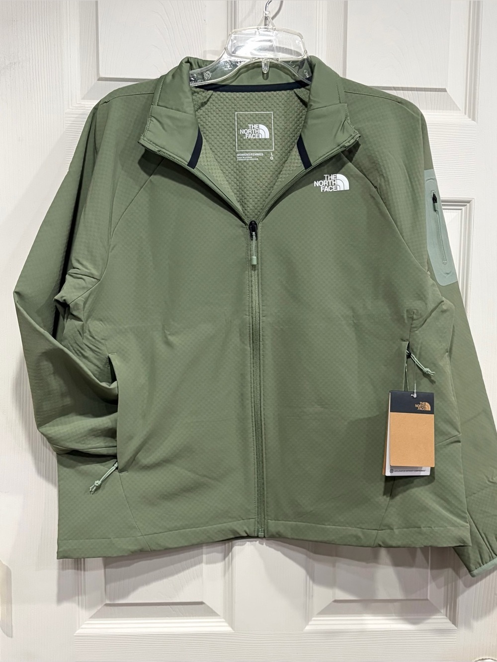 The North Face Women's Large Tek Approach Jacket Green NWT Grid Fleece Backing